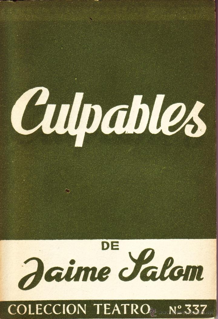 Libros de segunda mano: N&ordm; 337. CULPABLES. SALOM, JAIME. CET-522 - Foto 1