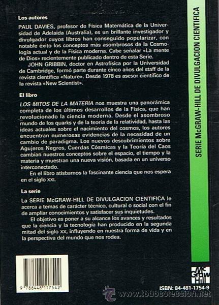 Libros de segunda mano: LOS MITOS DE LA MATERIA  PAUL DAVIES - JOHN GRIBBIN - Foto 2
