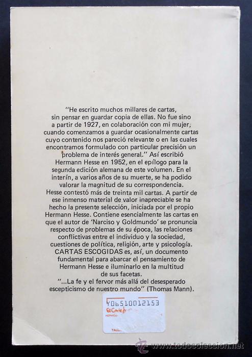 Libros de segunda mano: Cartas escogidas - Hermann Hesse - Edhasa (1982) - Foto 2