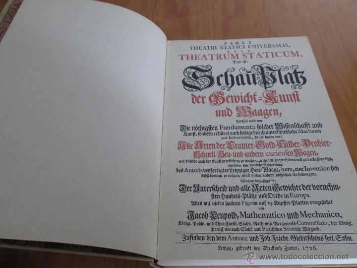 Libros de segunda mano: THEATRUM STATICUM UNIVERSALE. JACOB LEUPOLD. FACSIMIL 1726. - Foto 5