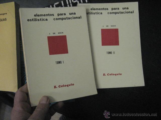 Libros de segunda mano: ELEMENTOS PARA UNA ESTILISTICA COMPUTACIONAL, KOCK , 2 TOMOS - Foto 1