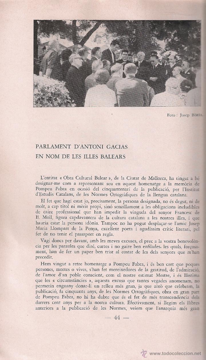 Libros de segunda mano: Record de Pompeu Fabra. Perpinya, 1963. 25x16cm. 64 p. - Foto 5