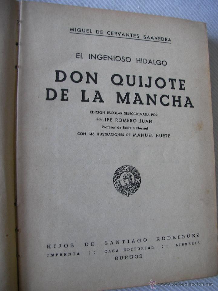 Libros de segunda mano: ANTIGUO LIBRO DON QUIJOTE DE LA MANCHA - EDICION ESCOLAR - Foto 2