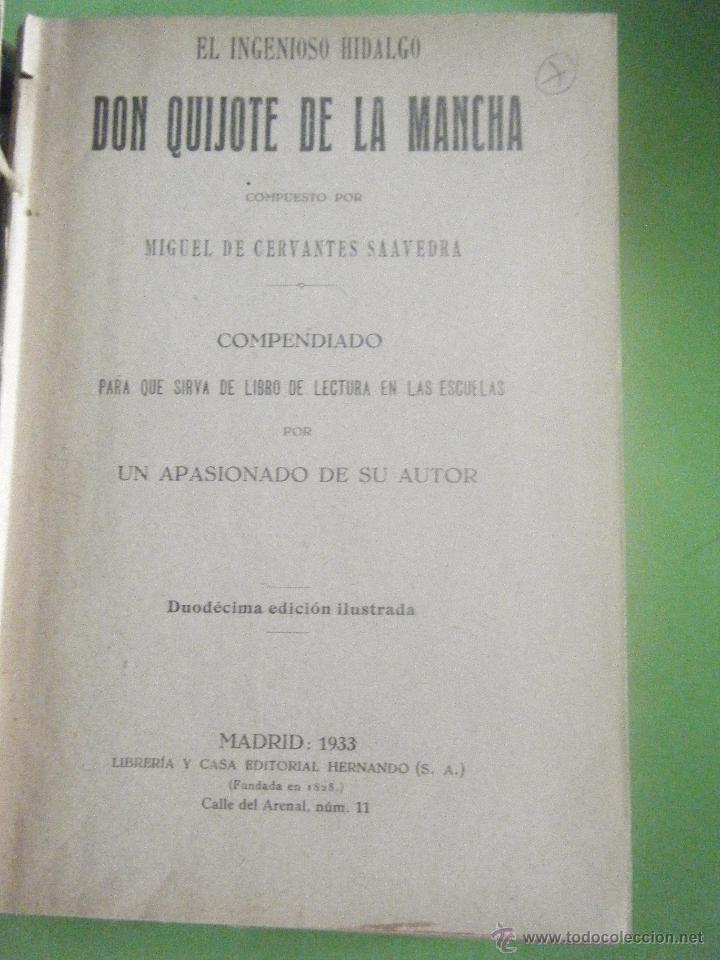 Libros de segunda mano: DON QUIJOTE DE LA MANCHA (PARA USO DE LOS NI&Ntilde;OS) - Foto 4