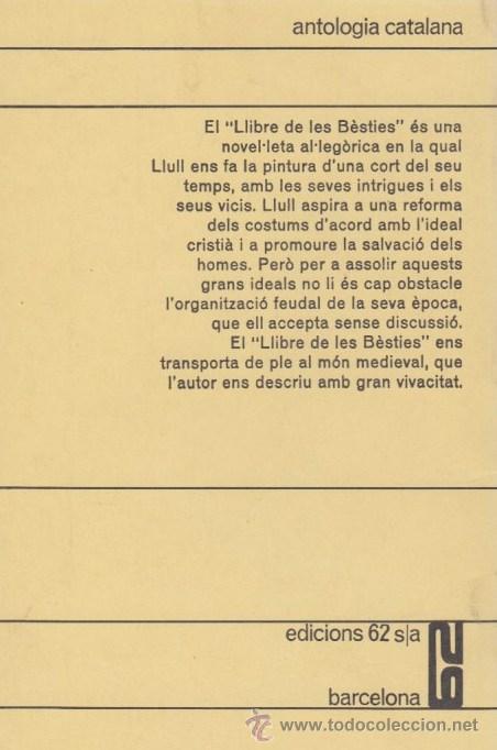 Libros de segunda mano: RAMON LLULL / LLIBRE DE LES B&Egrave;STIES EDICIONS 62 - Foto 2