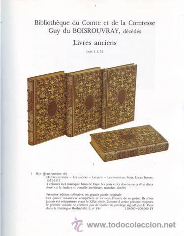 Libros de segunda mano: Biblioth&egrave;que du Comte et de la Comtesse Guy du Boisrouvray. Auction. Con precios de remate - Foto 1
