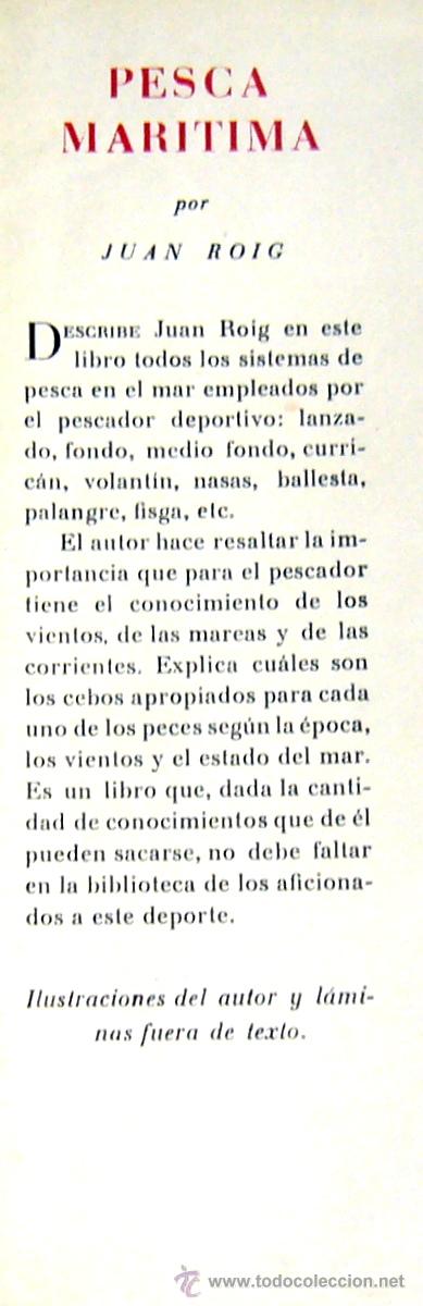 Libros de segunda mano: PESCA MARITIMA - JUAN ROIG - EDITORIAL JUVENTUD. 1958 - Foto 5