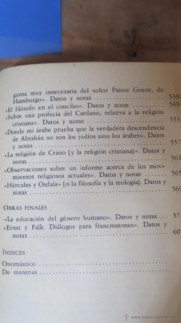 Libros de segunda mano: ESCRITOS FILOSOFICOS Y TEOLOGICOS. G. EPHRAIM LESSING - Foto 4