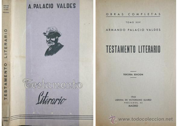 Libros de segunda mano: PALACIO VALD&Eacute;S, Armando.  Testamento literario.  1943 - Foto 1