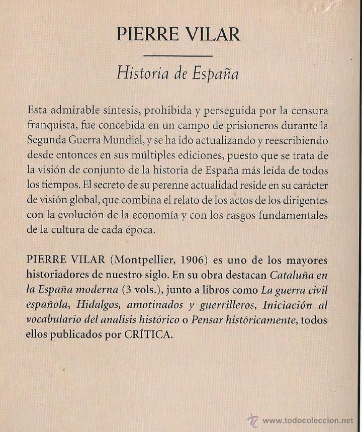 Libros de segunda mano: Historia de Espa&ntilde;a / Pierre Vilar - Foto 2