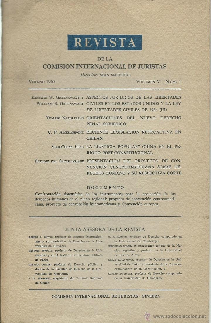 Libros de segunda mano: REVISTA DE LA COMISION INTERNACIONAL DE JURISTAS -VOL. 6 -N&ordm; 1&ordm; VERANO DE 1965 EN GINEBRA