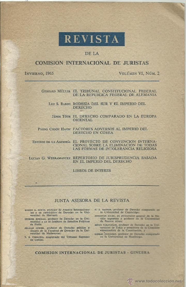 Libros de segunda mano: REVISTA DE LA COMISION INTERNACIONAL DE JURISTAS -VOL. 6 -N&ordm; 2&ordm; INVIERNO DE 1965 EN GINEBRA