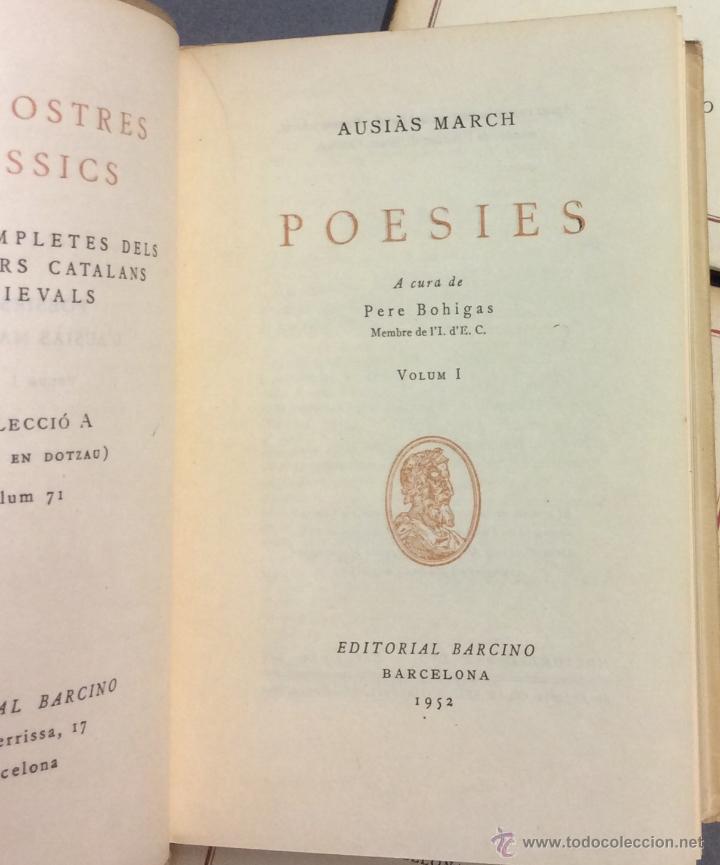 Libros de segunda mano: POESIES. MARCH, Ausi&agrave;s. - Foto 4