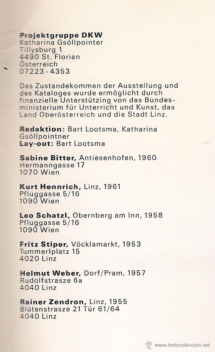 Libros de segunda mano: Projektgruppe DKW. Katharina Gs&ouml;llpointer (Coord). Katalog.  Linz, 1987 - Foto 2