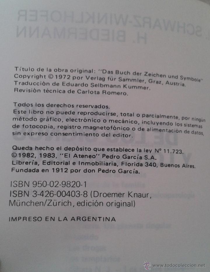 Libros de segunda mano: EL LIBRO DE LOS SIGNOS Y LOS S&Iacute;MBOLOS SCHWARZ - BIDERMANN ED. EL ATENEO - Foto 4
