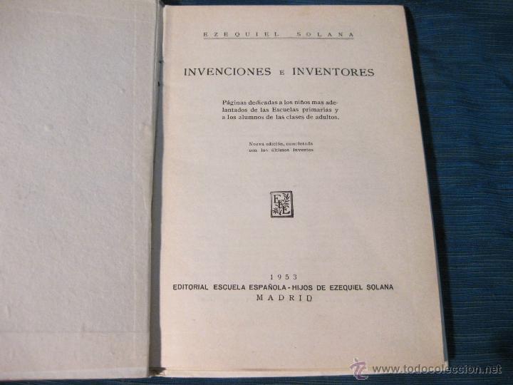 Libros de segunda mano: LIBRO DE INVENCIONES E INVENTORES. EZEQUIEL SOLANA. EXCELENTES CONDICIONES - Foto 2