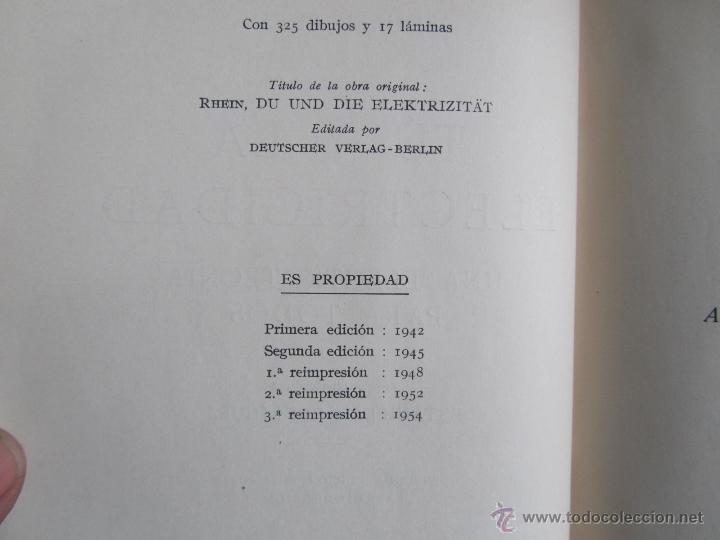 Libros de segunda mano: Tu y la electricidad, E. Rhein 1954 2&ordm; Edici&oacute;n - Foto 8