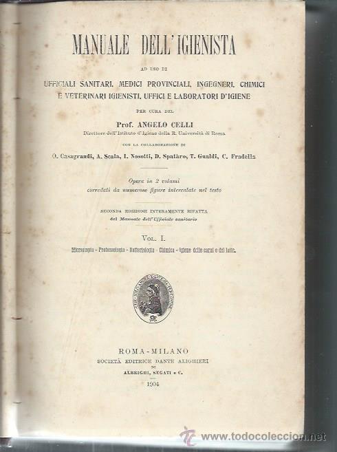 Libros de segunda mano: MANUALE DELL&acute;IGIENISTA, PROF. ANGELO CELLI, VOL. I, ROMA 1904 - Foto 3
