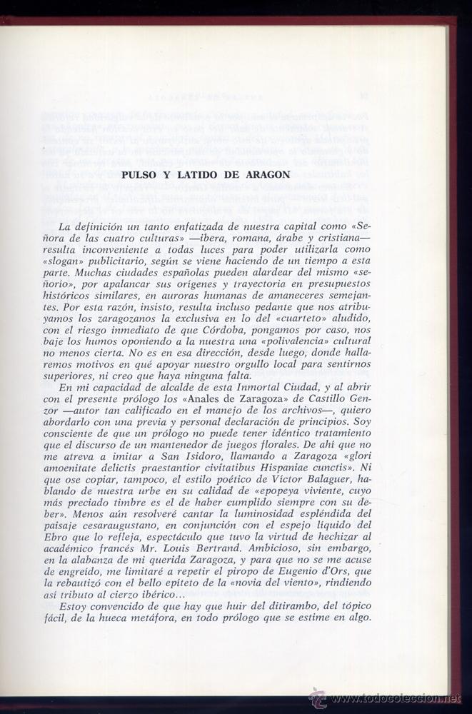 Libros de segunda mano: CASTILLO GENZOR, Adolfo.  Anales de Zaragoza...  1975. - Foto 2