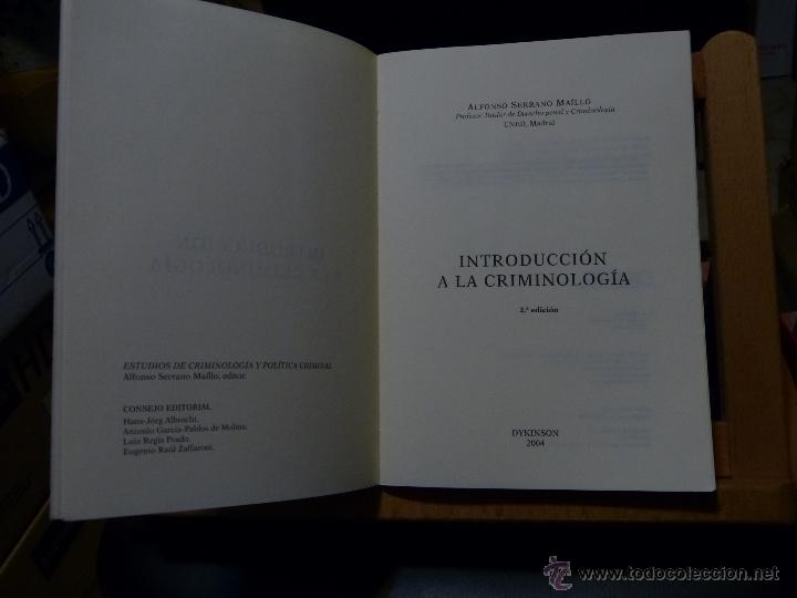 Libros de segunda mano: INTRODUCCI&Oacute;N A LA CRIMINOLOG&Iacute;A - ALFONSO SERRANO (2004 - 2&ordf; EDICI&Oacute;N) IMPECABLE (ed. DYKINSON) - Foto 3