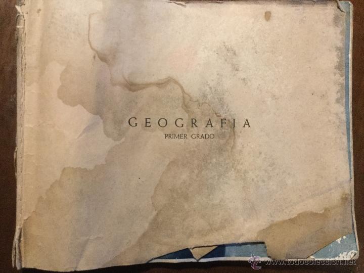 Libros de segunda mano: Geografia primer grado. Edelvives. Huesca 12 junio 1943