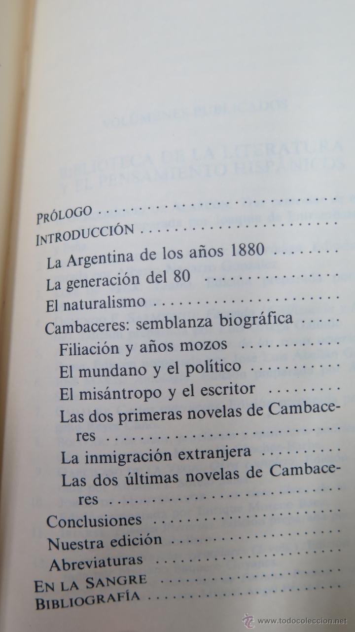Libros de segunda mano: EN LA SANGRE. EUGENIO CAMBACERES - Foto 2