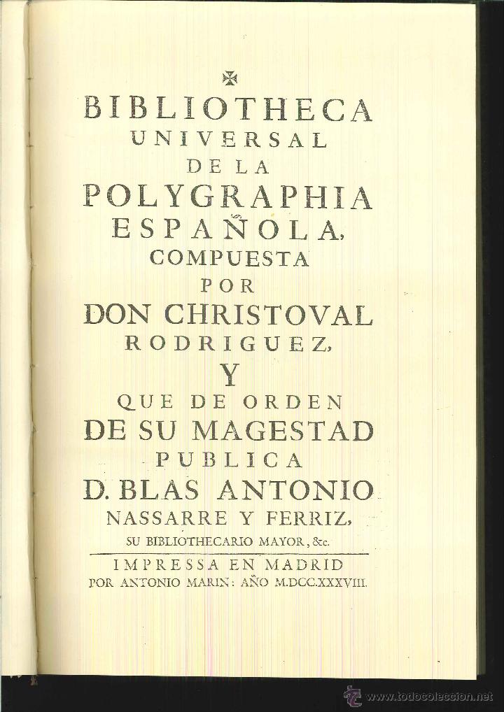 Libros de segunda mano: BIBLIOTECA UNIVERSAL DE POLYGRAF&Iacute;A ESPA&Ntilde;OLA. Christoval Rodriguez - Foto 1