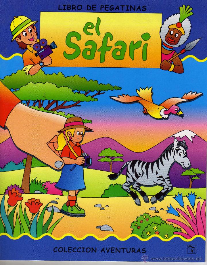 Libros de segunda mano: Libro de pegatinas, El safari. Ed. Salda&ntilde;a - Foto 1