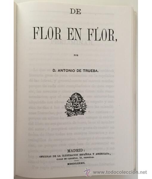 Libros de segunda mano: DE FLOR EN FLOR. FACS&Iacute;MIL. Antonio de Trueba. Amigos del Libro Vasco. 1986. - Foto 2