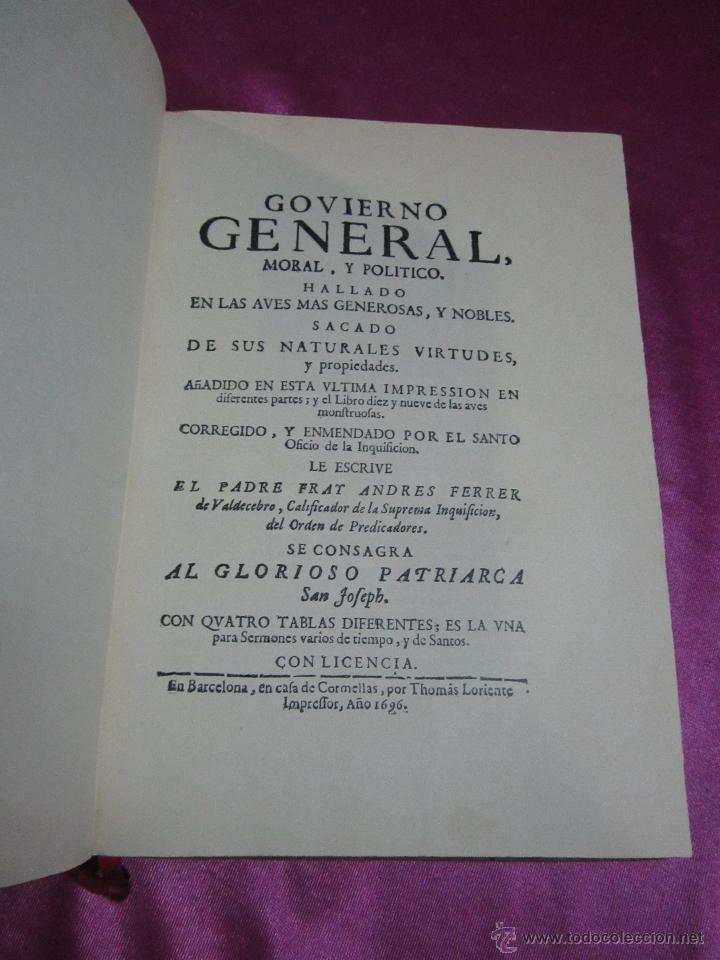 Libros de segunda mano: GOBIERNO GENERAL DE LAS AVES 1696 FACSIMIL EDICION DE SOLO 224 LIBROS. L17 - Foto 1