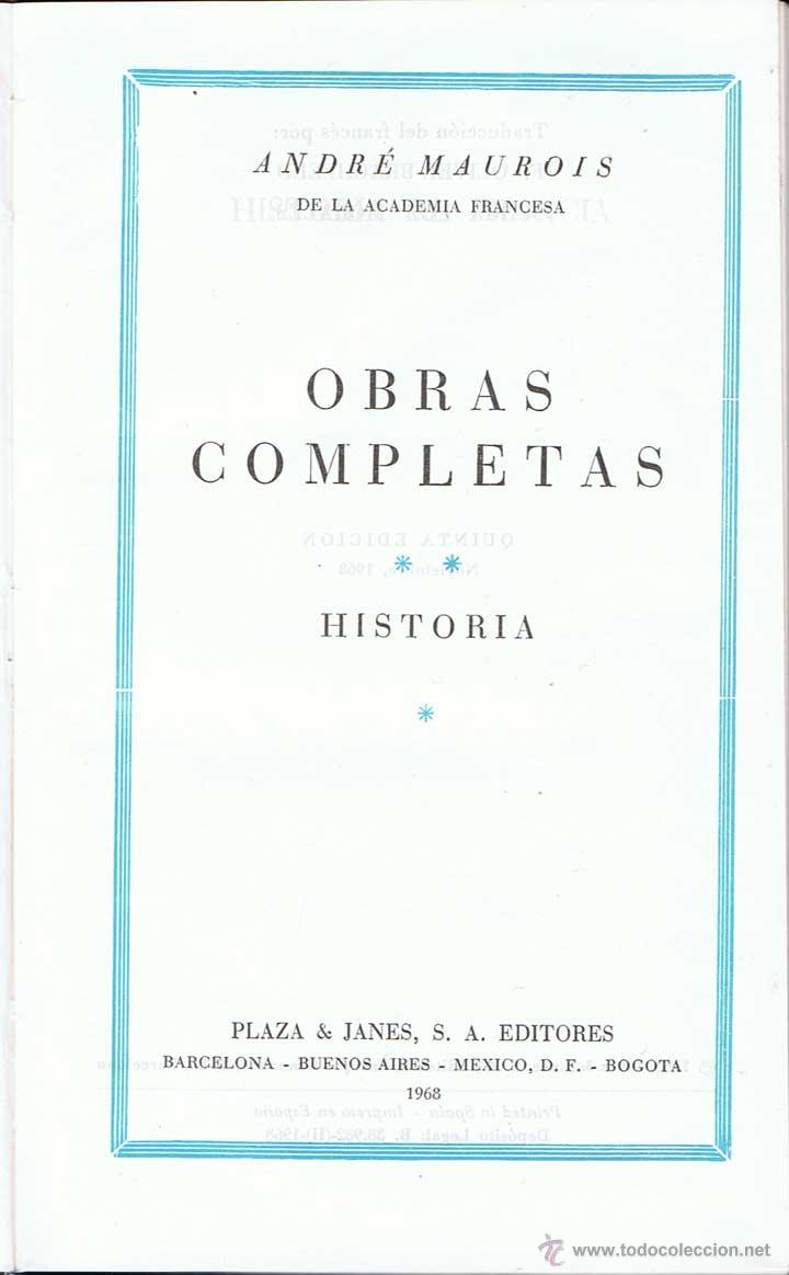 Libros de segunda mano: Obras Completas. Vol. 2. Historia - Andr&eacute; Maurois - Foto 2