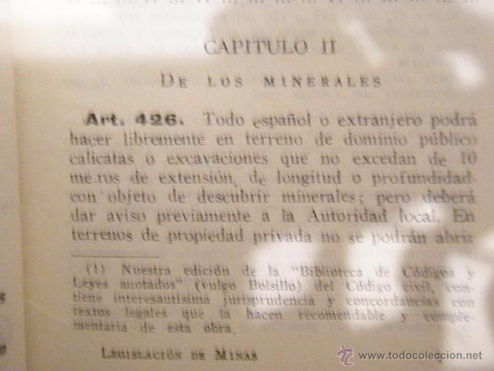 Libros de segunda mano: LIBRO LEGISLACION DE MINAS ED. GONGORA 1944 - Foto 3