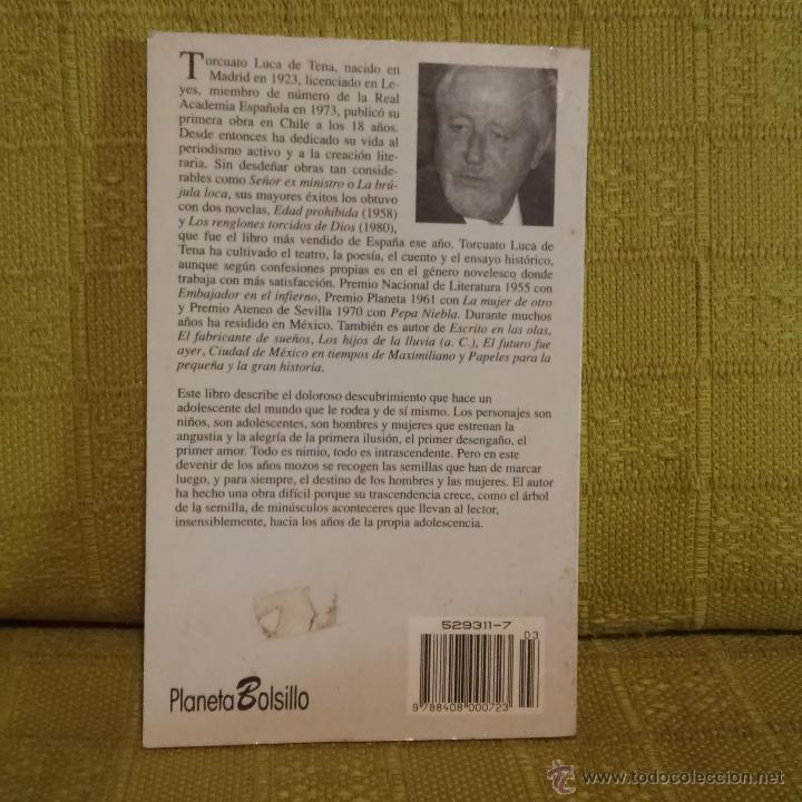 Libros de segunda mano: LIBRO, EDAD PROHIBIDA DE TORCUATO LUCA DE TENA, PLANETA BOLSILLO. - Foto 2