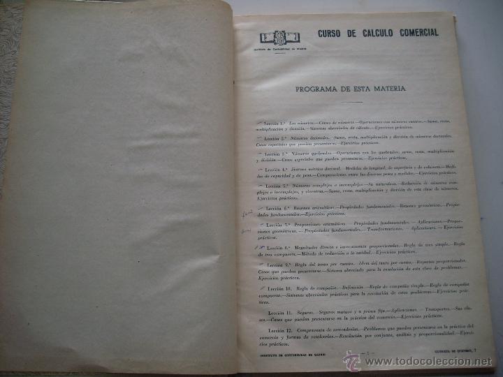 Libros de segunda mano: CURSO DE CALCULO COMERCIAL  EDITORIAL INSTITUTO DE CONTABILIDAD MADRID - Foto 3