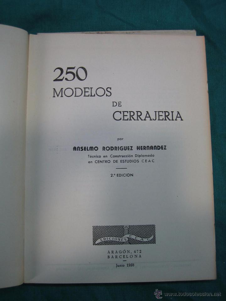 Libros de segunda mano: 250 modelos de cerrajer&iacute;a 1958 - Foto 3