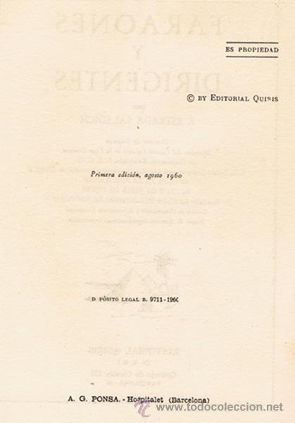 Libros de segunda mano: FARAONES Y DIRIGENTES F. ESTRADA SALADICH 1&ordf; EDICI&Oacute;N 1960 - Foto 2