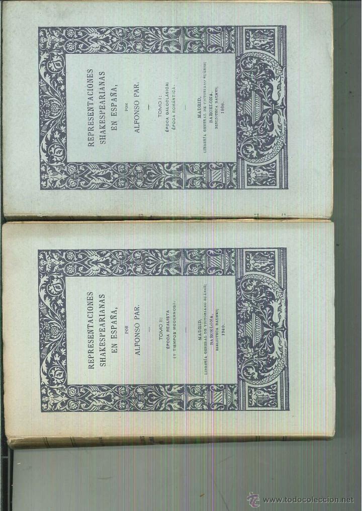 Libros de segunda mano: REPRESENTACIONES SHAKESPEARIANAS EN ESPA&Ntilde;A. Alfonso Par - Foto 1