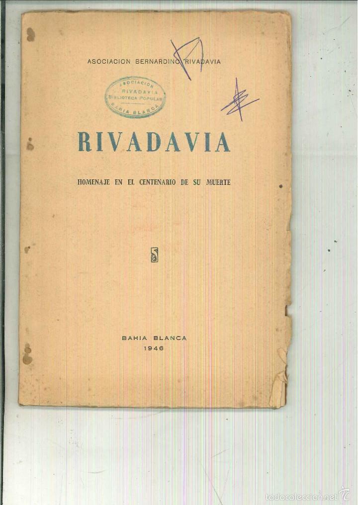 Libros de segunda mano: RIVADAVIA HOMENAJE EN EL CENTENARIO DE SU MUERTE - Foto 1