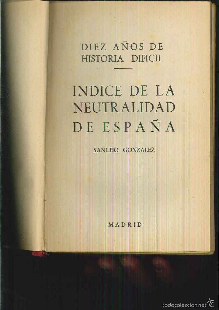 Libros de segunda mano: &Iacute;NDICE DE LA NEUTRALIDAD DE ESPA&Ntilde;A. Sancho Gonz&aacute;lez - Foto 1