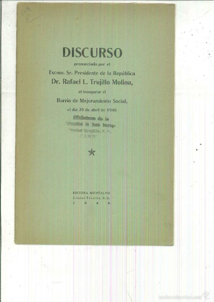 Libros de segunda mano: DISCURSO. Dr Rafael L. Trujillo Molina - Foto 1
