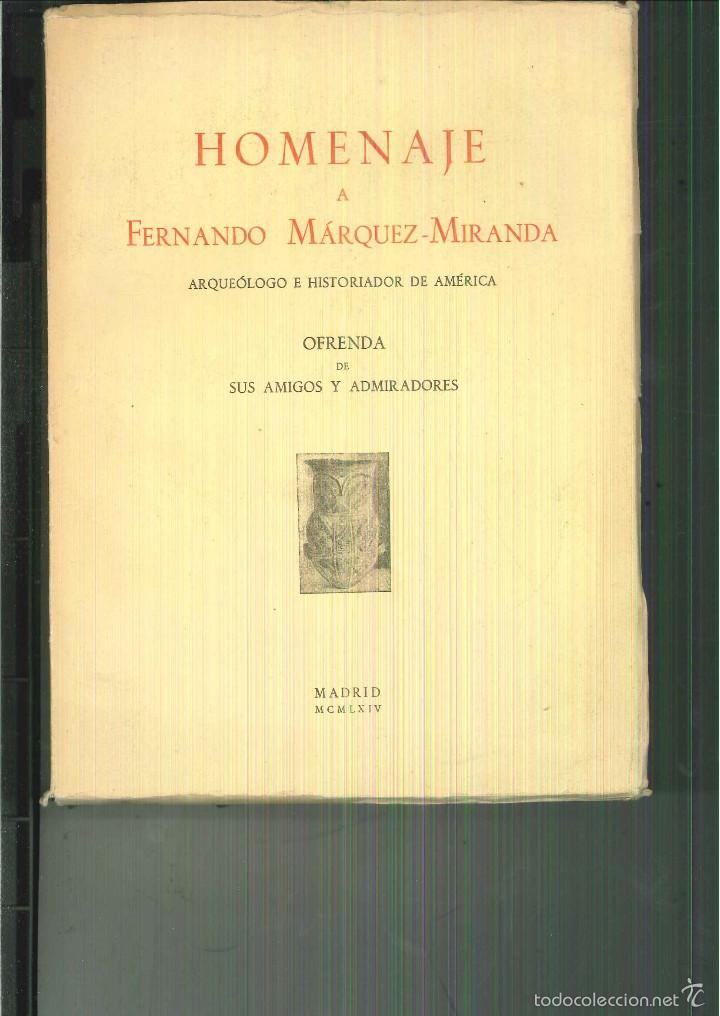 Libros de segunda mano: HOMENAJE A FERNANDO M&Aacute;RQUEZ-MIRANDA. - Foto 1