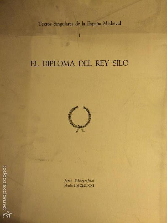 Libros de segunda mano: EL DIPLOMA DEL REY SILO. Siglo VIII. - Foto 1