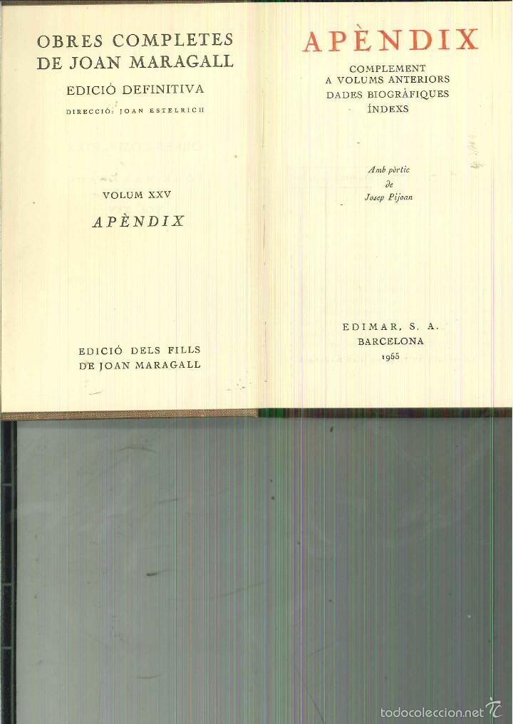 Libros de segunda mano: AP&Egrave;NDIX. Joan Maragall - Foto 1