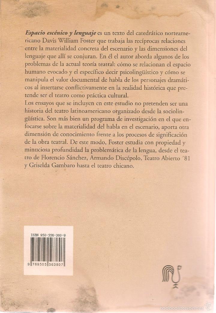 Libros de segunda mano: * TEATRO * Espacio esc&eacute;nico y lenguaje / David William Foster - Foto 2