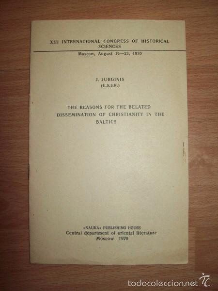 Second hand books: JURGINIS, J. The reasons for the belated dissemination of Christianity in the Baltics. [SEPARATA]