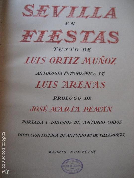 Libros de segunda mano: Sevilla en Fiestas. 1948. Luis Ortiz Mu&ntilde;oz. - Foto 3