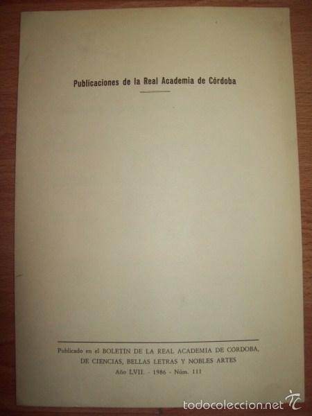 Libri di seconda mano: PUBLICACIONES de la Real Academia de C&oacute;rdoba. [SEPARATA]