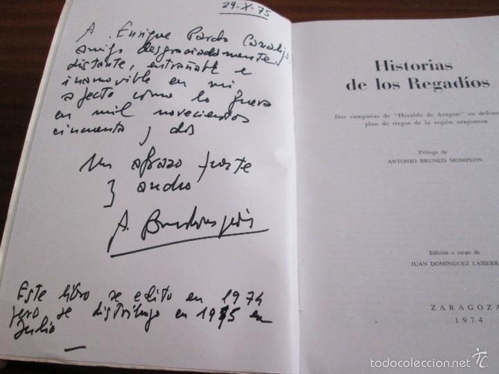 Libros de segunda mano: Historias de los regad&iacute;os --- J. Dom&iacute;nguez Lasierra / Dedicatoria - Foto 3