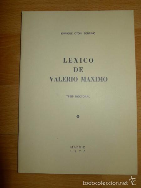 Libri di seconda mano: OT&Oacute;N SOBRINO, Enrique. L&eacute;xico de Valerio M&aacute;ximo : Tesis doctoral