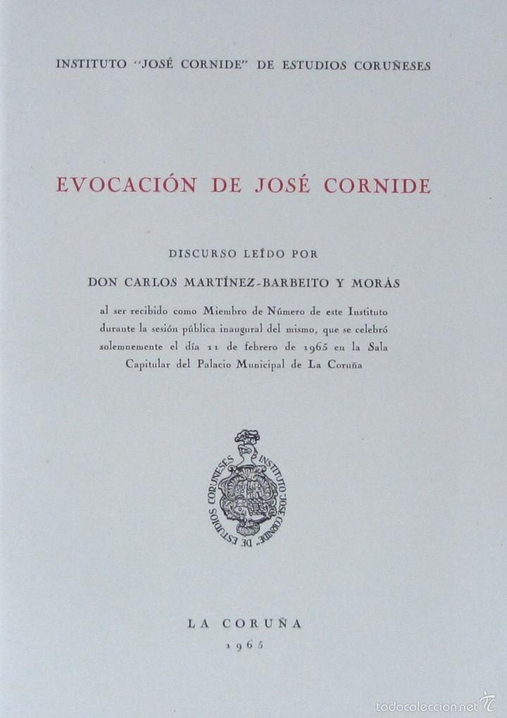 Libros de segunda mano: EVOCACI&Oacute;N DE JOS&Eacute; CORNIDE. DISCURSO CARLOS MART&Iacute;NEZ-BARBEITO Y MOR&Aacute;S - Foto 1